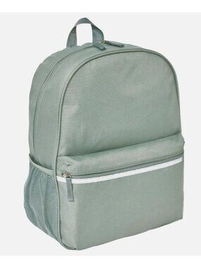 15 Inch Laptop Backpack Sage Green Recycled Polyester Padded Straps Mesh Pockets